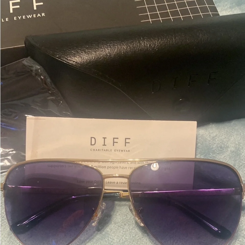 NWT Unisex DIFF EYEWEAR Sunglasses With Original Box, Glass Satin Cloth & Case - Picture 4 of 9